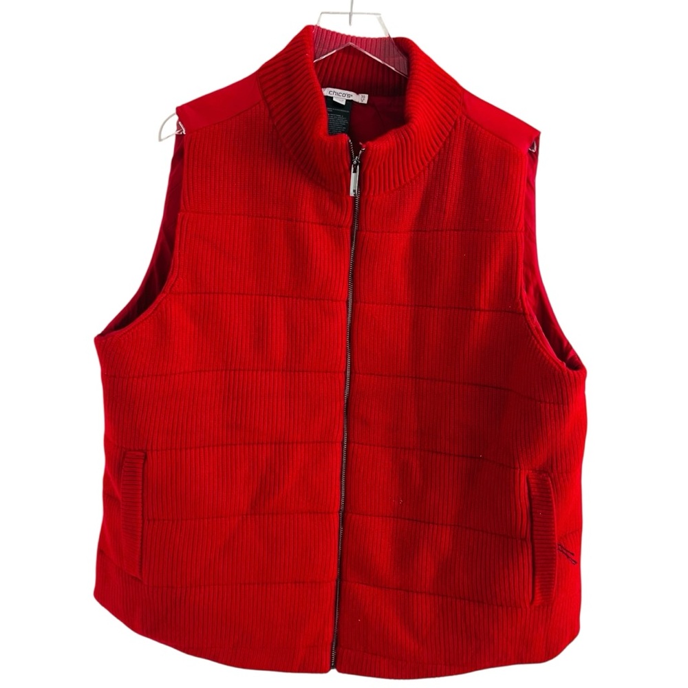 Chico's  Zenergy Luxe CB Mix Vibrant Red Puffer Vest
